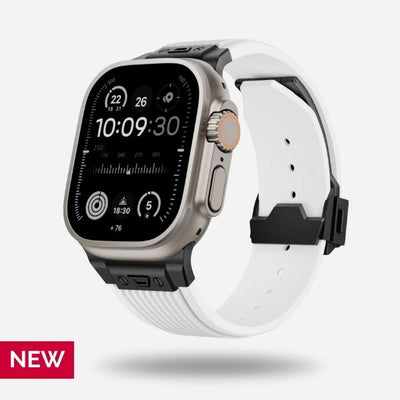 Rubber Band with Black Titanium Connectors for New Apple Watch Ultra2